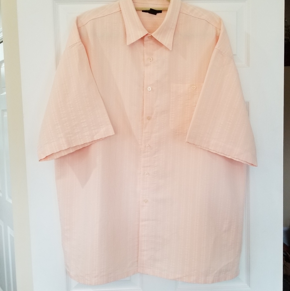 Marquis Peach Short Sleeve Button Down Short Sleeve Shirt, Size 2XL